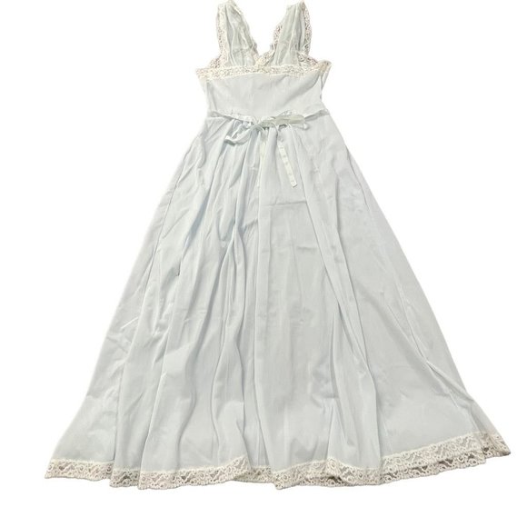 Yolande Womens Vintage 1940 Slip Dress Negligee Blue Lace Romantic Full Length L - Picture 2 of 12